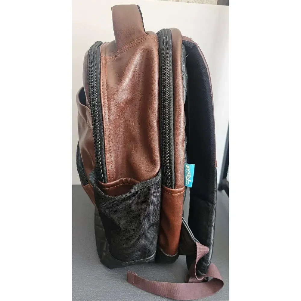 F GEAR Messenger Leather Backpack Shoulder Backpack Bookbag Travel Brown Black